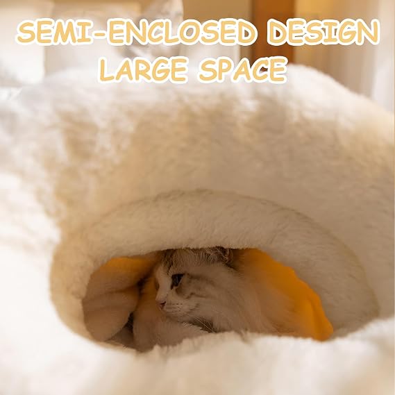Cat Sleeping Bag, Cat Sleeping Bag for Indoor Cats Self Heating Cozy Winter Soft Plush Self Warm Kittens Indoor Sack 360Wrap Comfortable Pet Snuggle Sack for Cats up to 8kg/17.6lb (Brown Bear)