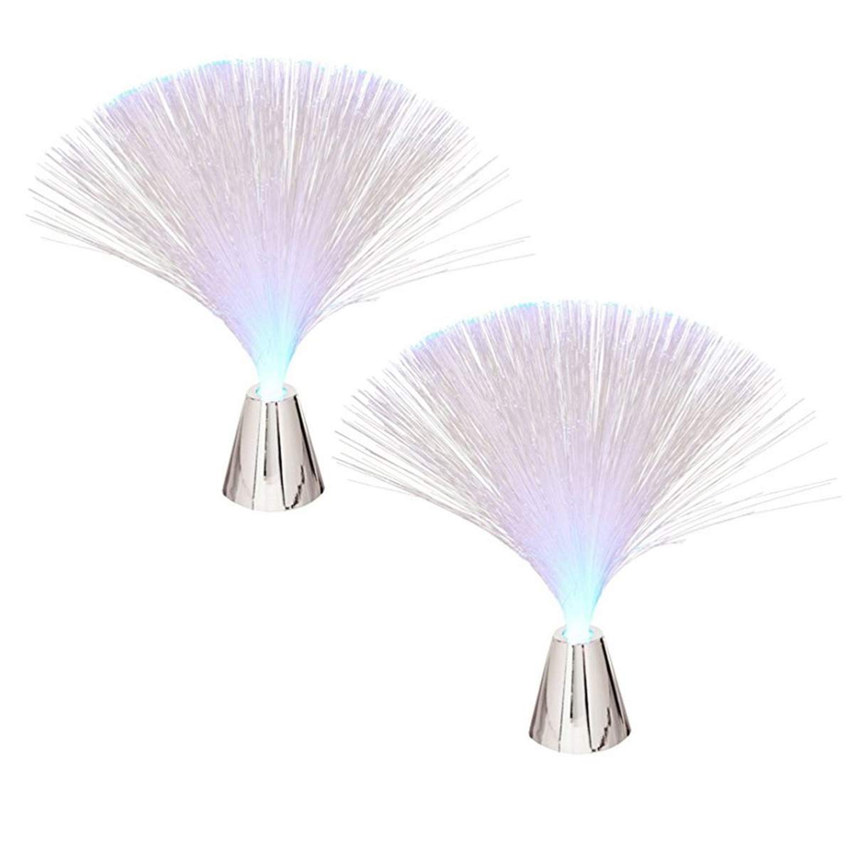 Abaodam 2pcs Colorful Led Fiber Optic Light Color Changing Decorative Lamp for Weddings Parties Home Decor Battery Operated Creates Romantic Atmosphere Batteries Not Included