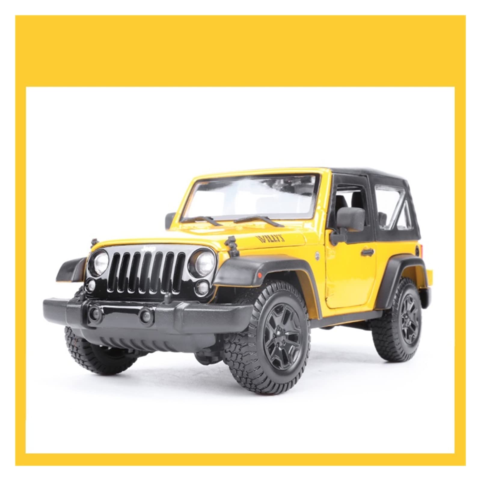 Meilleur cadeau pour homme modèle réduit Jeep Willys 2014 en métal jaune 1/18