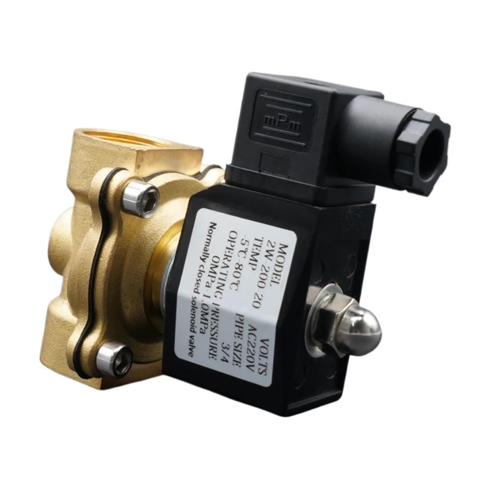 Zawór elektromagnetyczny zawór wodny normalnie zamykany mosiężne zawory 220 V 12 V 24 V zawór membranowy gazu powietrznego 1/10.2 cm 3/20.3 cm 1/5.1 cm 3/10.2 cm 2.5 cm 5.1 cm (1-1/10.2 cm, DC12V)