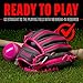 Franklin Sports unisex youth Left Handed Thrower Franklin Sports Kids Baseball Gloves RTP Child s Teeball Glove Ball Set Boys Girls Mitt Set, Graphite/Pink, 9.5 US