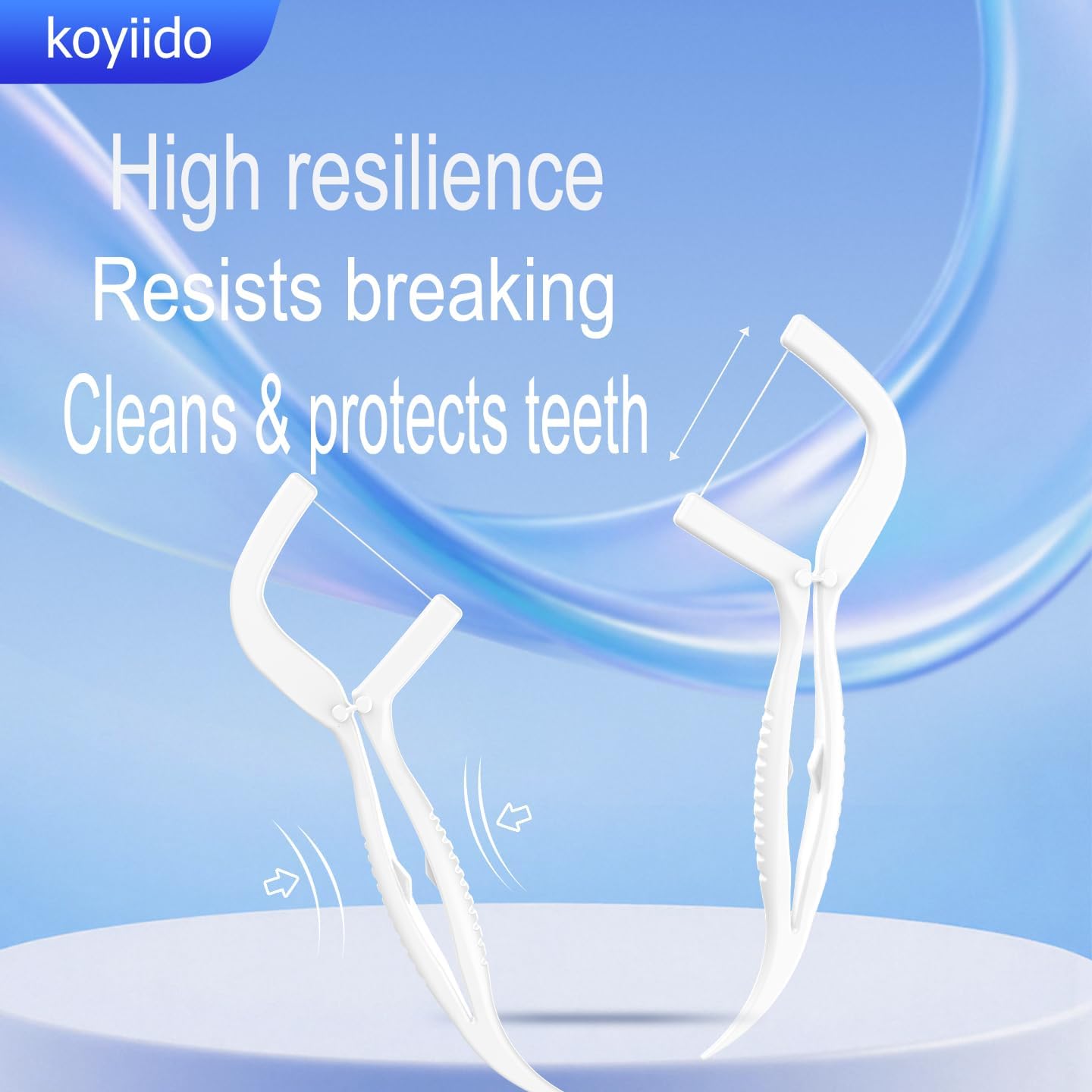 Koyiido Adjustable Floss Picks, Dental Floss Picks, Toothpicks Flossers for Adults Teeth Cleaning, 75 Count (Pack of 3)