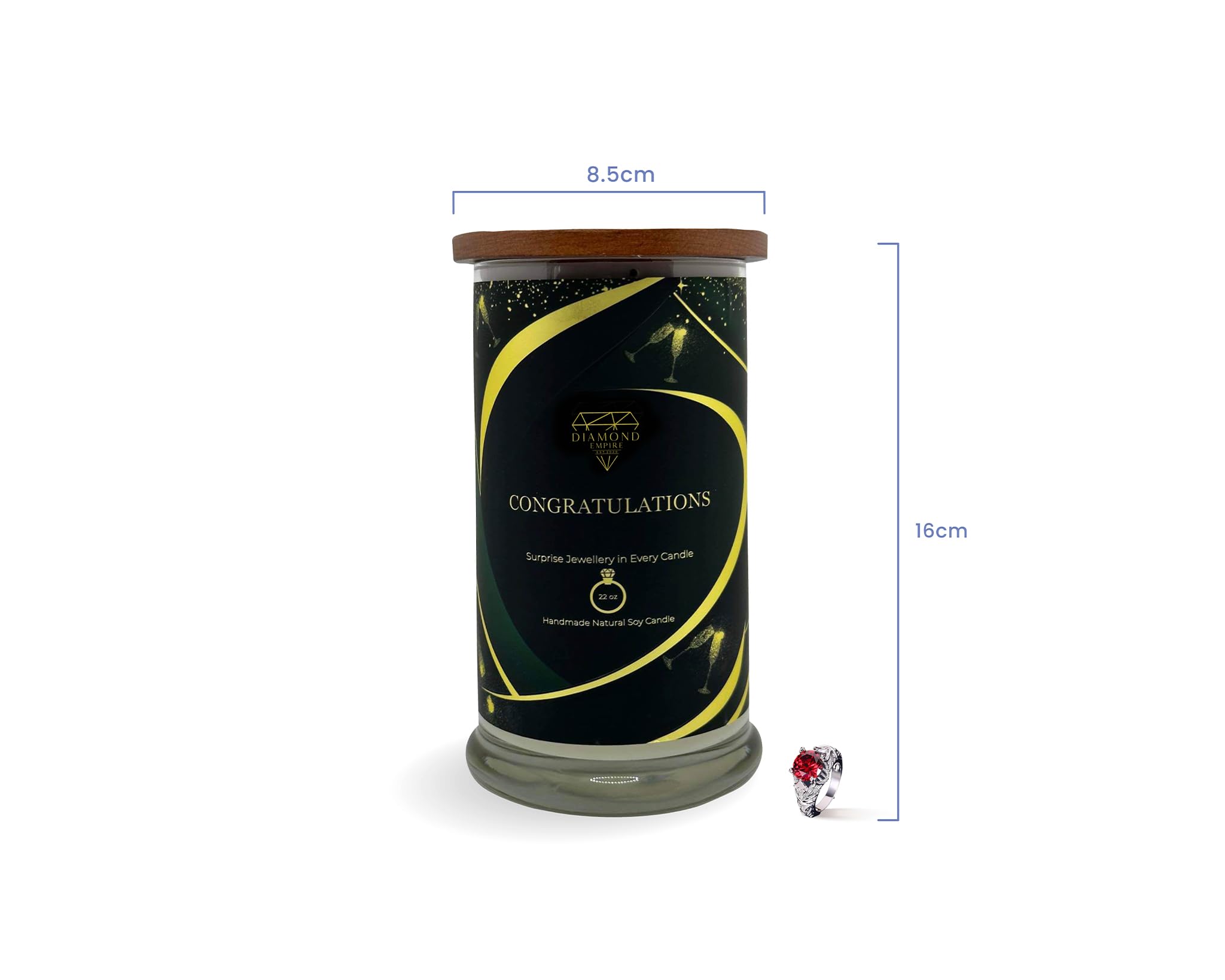 Diamond Empire Congratulations with Surprise Jewellery Inside (Surprise Jewelry Valued up to £2,500) 2 Wick Candle (Burn up to 120 H) Ring N/O - Image 3