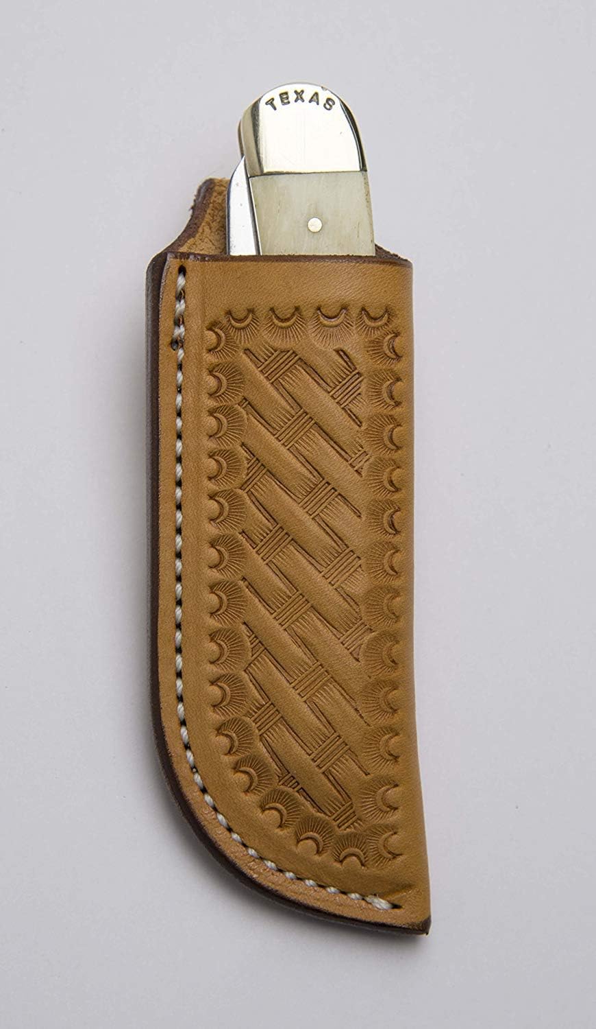 Leather Trapper Knife Sheath, Brown, Made in USA