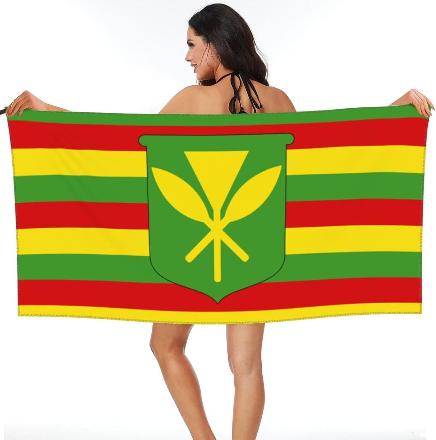 Kanaka Maoli - Native Hawaiian Flag Beach Towel Quick Dry Swim Towel Sand Free for Beach Sports Yoga Camping Gym