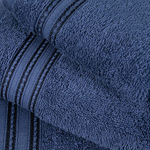 Erina Towel Set Of 6; 2 Bath Towels, 2 Hand Towels And 2 Washcloths - Heavy Gsm 100% Ring Spun Combed Cotton Quick Drying Absorbent Thick Bathroom Towel Soft Hotel Quality For Bath And Spa (Navy) #TOP2