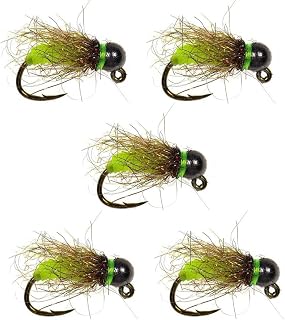 5 anzuelos eficaces para pesca de truchas, cabeza de ninfa, con construcción de acero de alto carbono