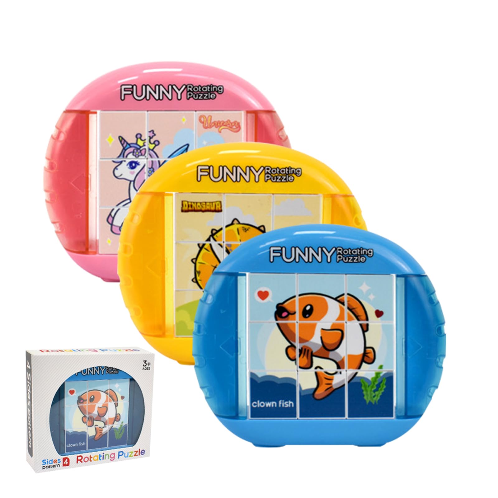 3D Puzzle para Girar Juego de Rompecabezas Niños Mejora tu Imaginación Puzzle Niños 3x3 Juguetes para Niños Juguetes para Niños Niñas 2 3 4 5 6 Años Azul Amarillo Rosa (Azul)