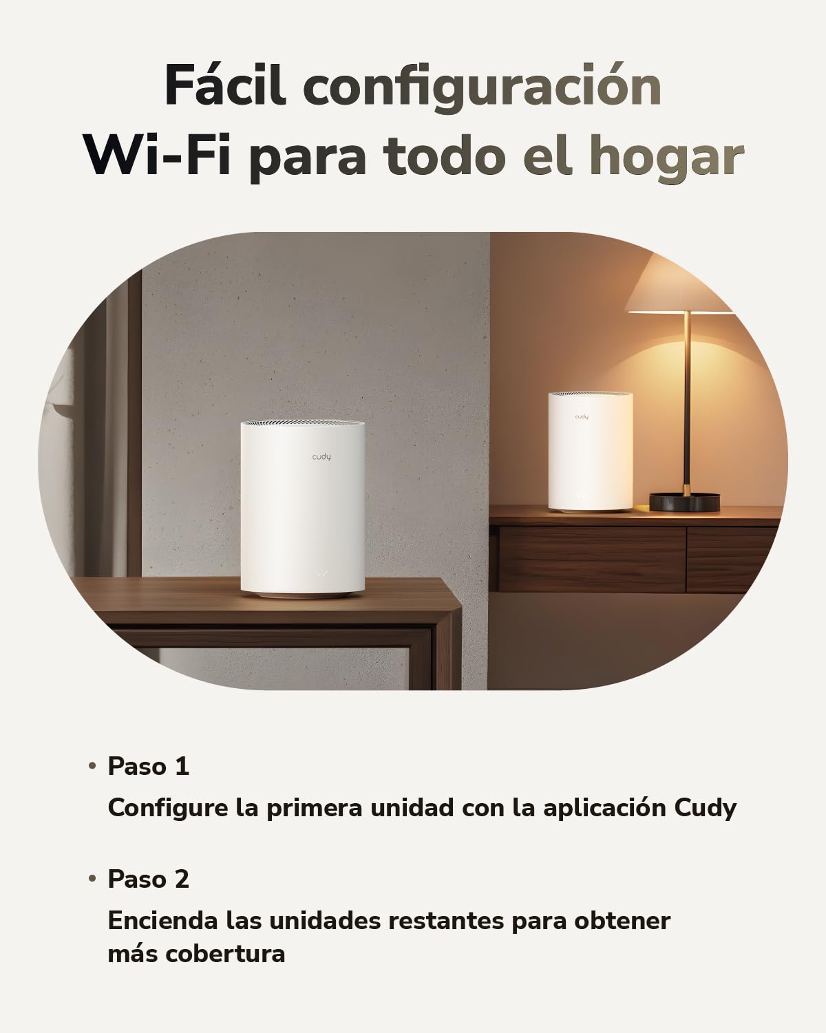 Cudy Sistema de Malla WiFi 7 BE3600, 3.6 Gbps 160 MHz, Cobertura de Hasta 200 m², 3 Puertos Gigabit, Compatible con Multi-VPN, APP Control, M3600 2-Pack
