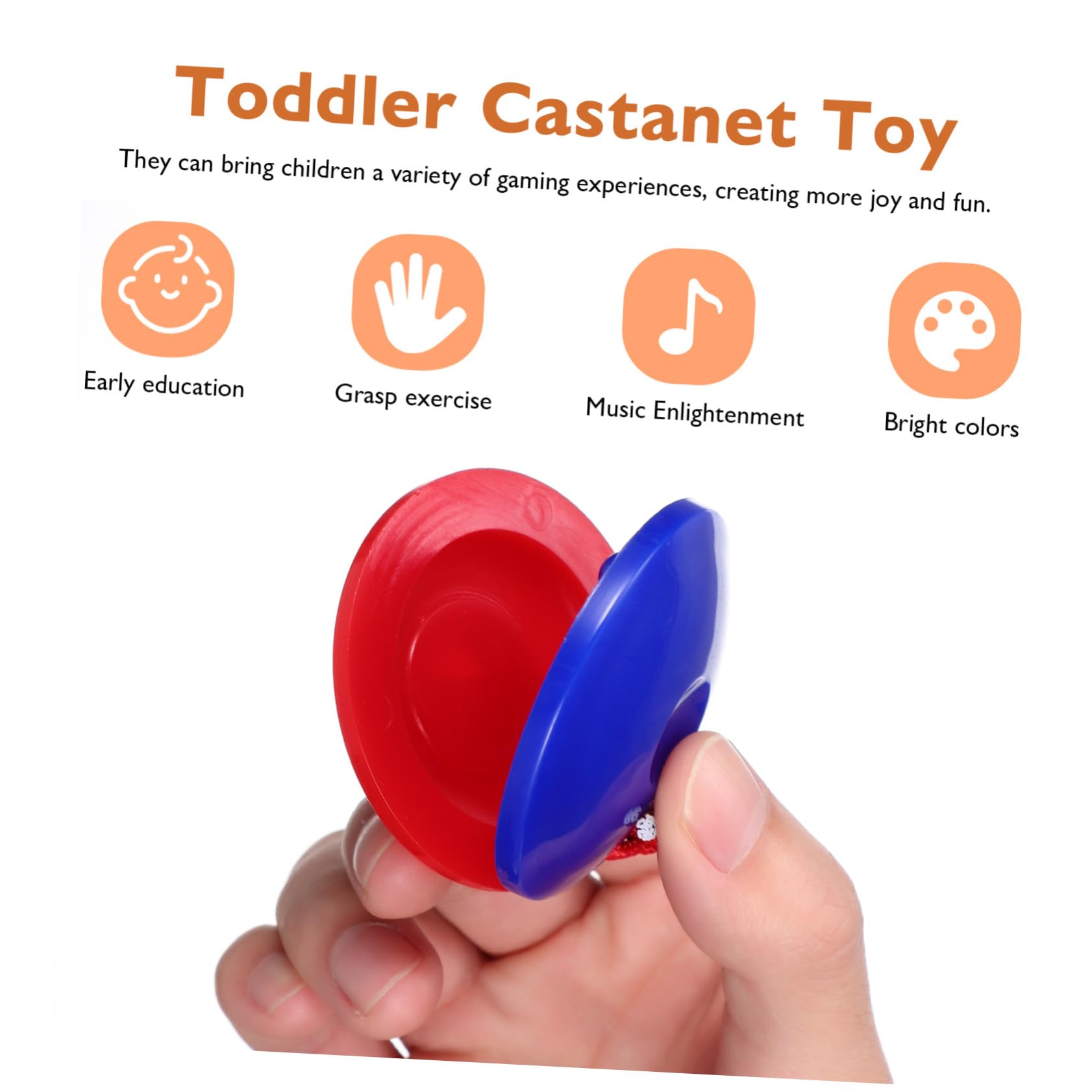 Gatuida 24 Castañuelas de Madera y Plástico para Niños, Instrumento Musical Educativo Que Desarrolla la Percepción Auditiva y Atrae la Atención en Comunicación Padre E Hijo
