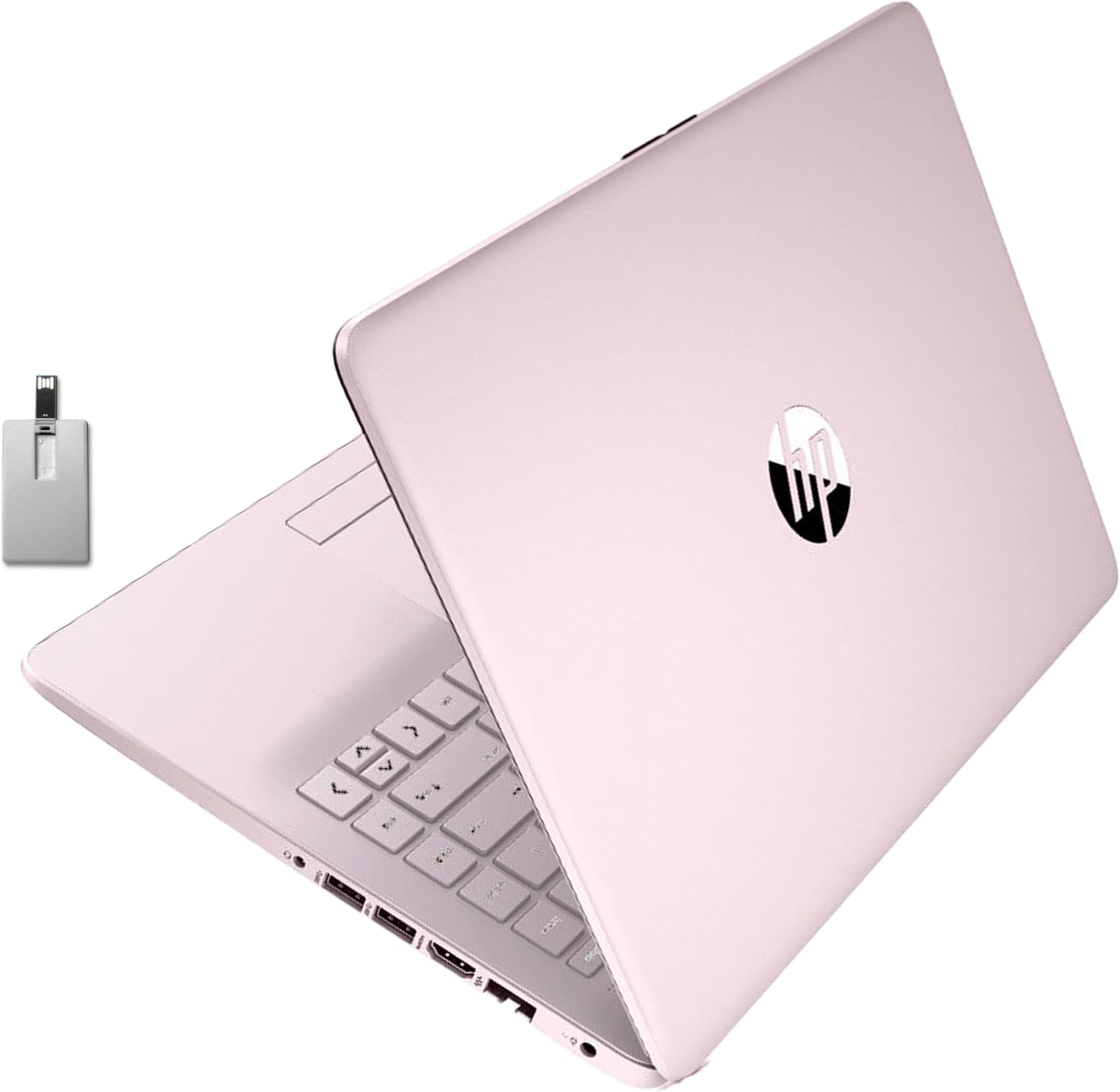 2021 HP Stream 14" HD SVA Laptop Computer, Intel Celeron N4000 Processor, 4GB RAM, 64GB eMMC flash memory, Intel UHD Graphics 600, 1-Year Office, Bluetooth, Win 10S, Rose Pink, 128GB SnowBell USB Card