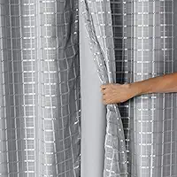 Cortina Blackout PVC c/Tecido Voil Xadrez 2,80 x 1,60 - Sala, Quarto, Escritório, Cozinha... (Cinza)