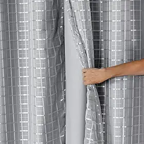 Cortina Blackout PVC c/Tecido Voil Xadrez 2,80 x 1,60 - Sala, Quarto, Escritório, Cozinha... (Cinza)