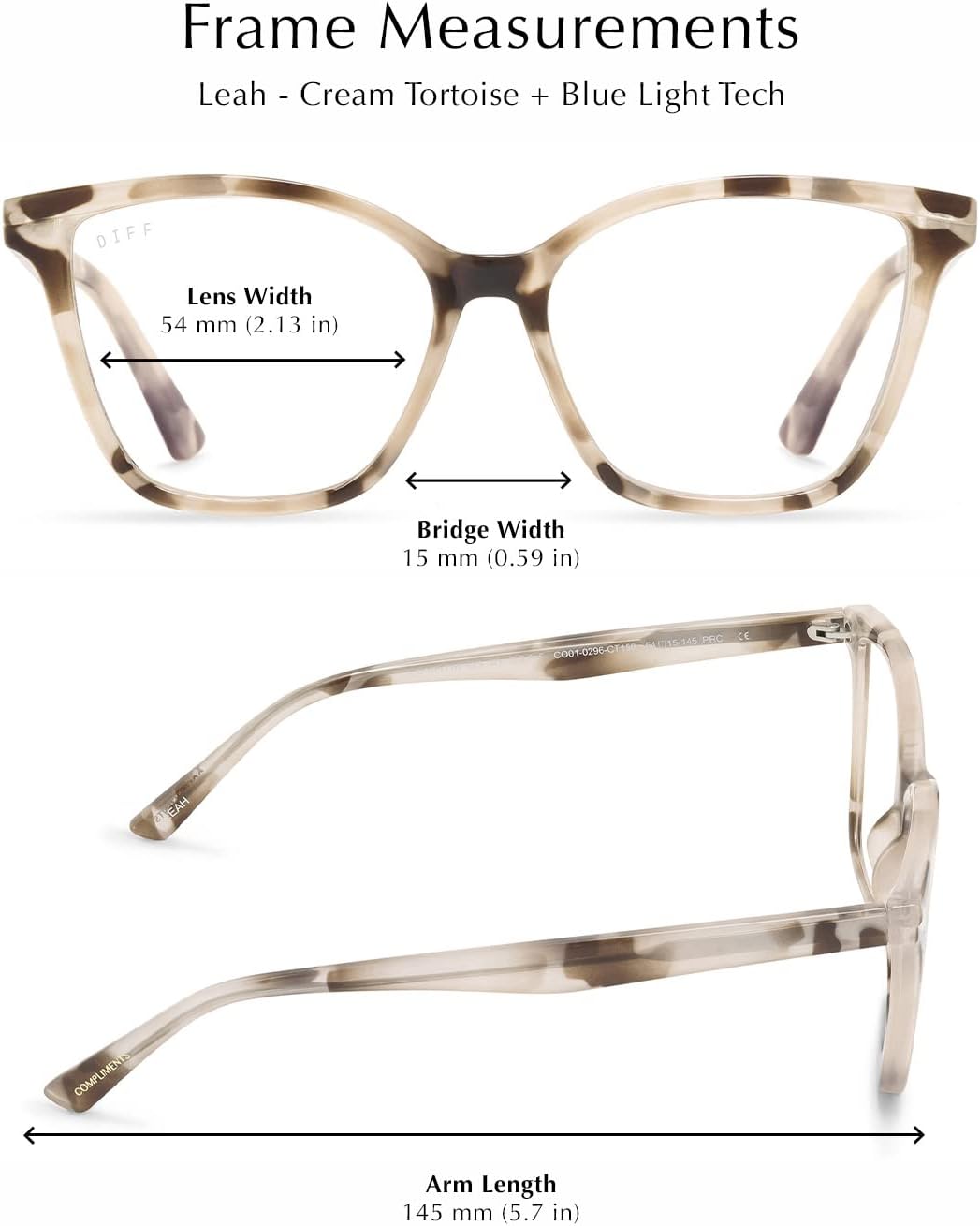 DIFF Leah Reading Glasses for Women | Lightweight Oversized Readers | Blue Light Blocking Lens | Black - Image 2