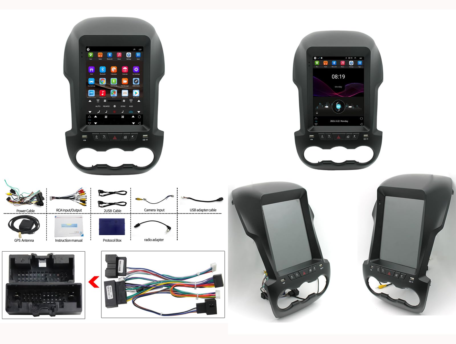 Für Ford Ranger 2011-2016 Wireless Android Auto Autoradio USB Bluetooth 8 Core 9.7" Android 13 Autoradio DAB+Radio CarPlay Navi Bluetooth DAB+Radio WiFi FM (4GB RAM+ 64GB ROM)