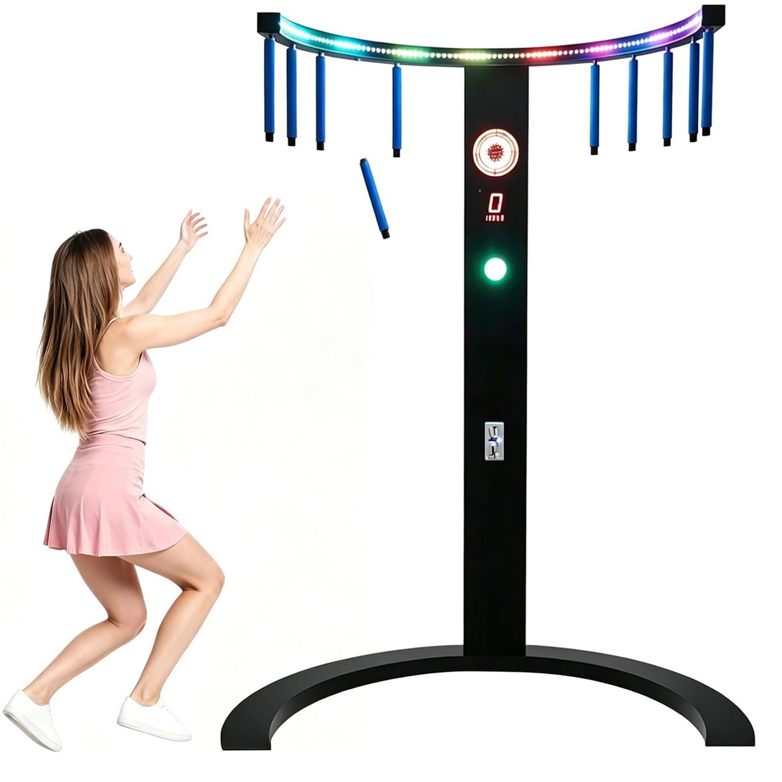 Zensefarin Multicolor Hand Eye Coordination Training Catching Stick Game With Led Lights & Mp3, 10-Speed Reflex Stick Arcade Machine For Party, Family Game Night, Business Entertainment
