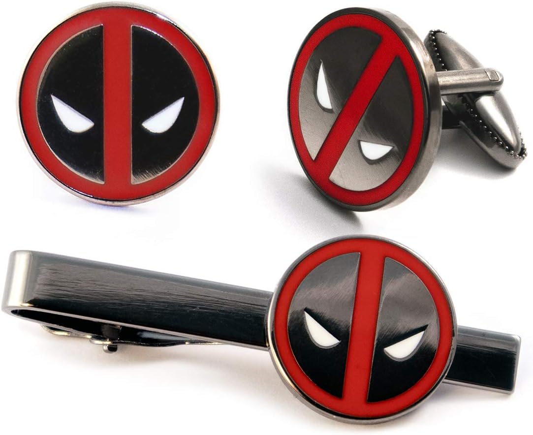 Deadpool Tie Clip, X-Men Cufflinks, Marvel X-Force Jewelry, Wolverine Cuff Links Link, Cable Tie Tack Groomsman Wedding Party Gift
