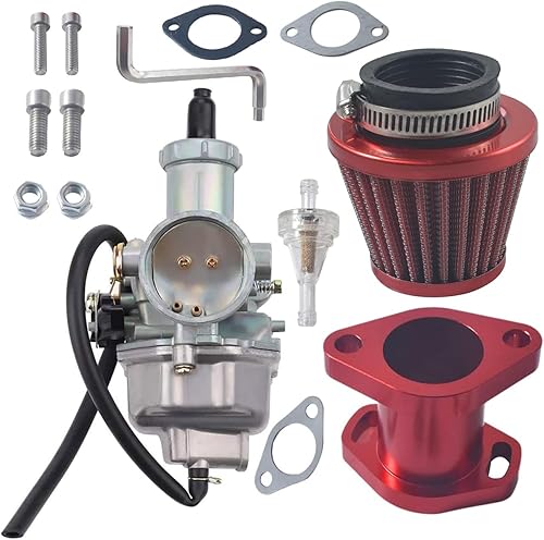 VM26 1.181 in PZ30 Carburador Mainfold Entrada Tubo de Entrada Filtro de Aire para Predator 301cc 420cc 13hp 15hp Motor Mini Bike Go Kart Rojo