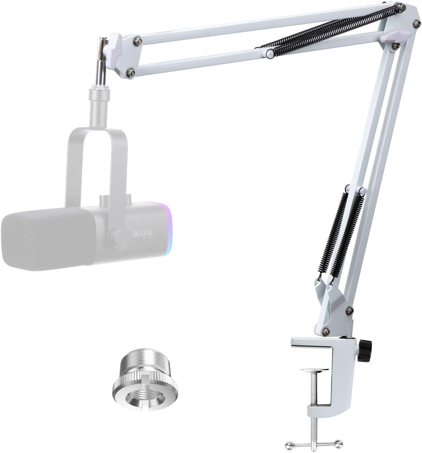 YOUSHARES White Boom Arm for Fifine AM8 - White Mic Arm Compatible with Fifine AM8 Microphone, Professional Adjustable Scissor White Microphone Boom Arm Stand