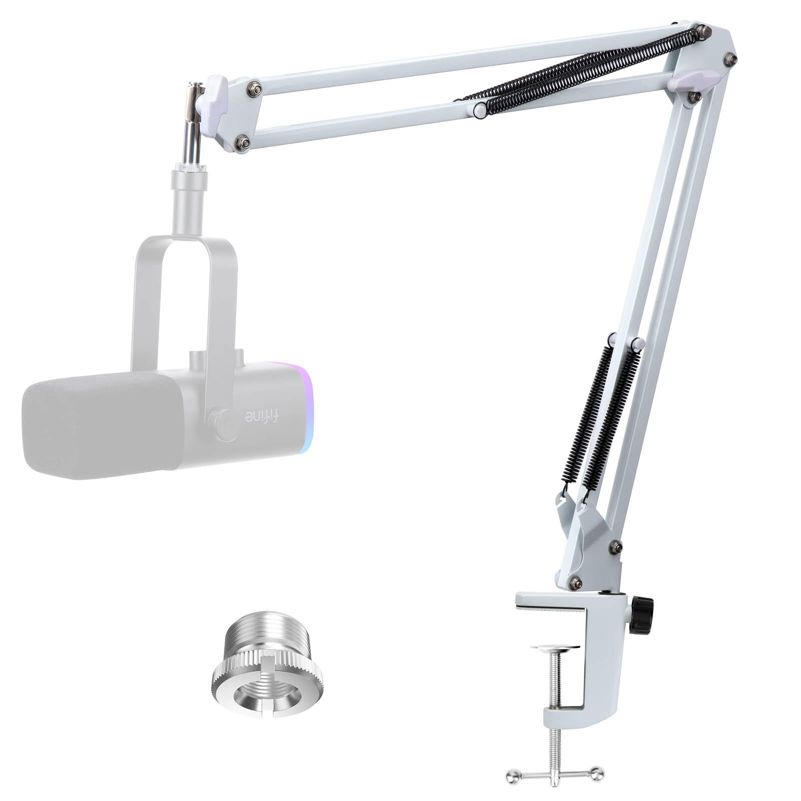 White Boom Arm for Fifine AM8 - White Mic Arm Compatible with Fifine AM8 Microphone, Professional Adjustable Scissor White Microphone Boom Arm Stand by YOUSHARES