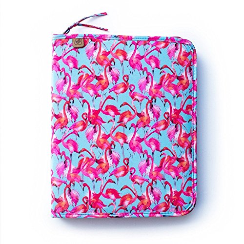 Pasta Fichário A4 Escolar C/Bolso 4 Argolas Estampa Flamingo