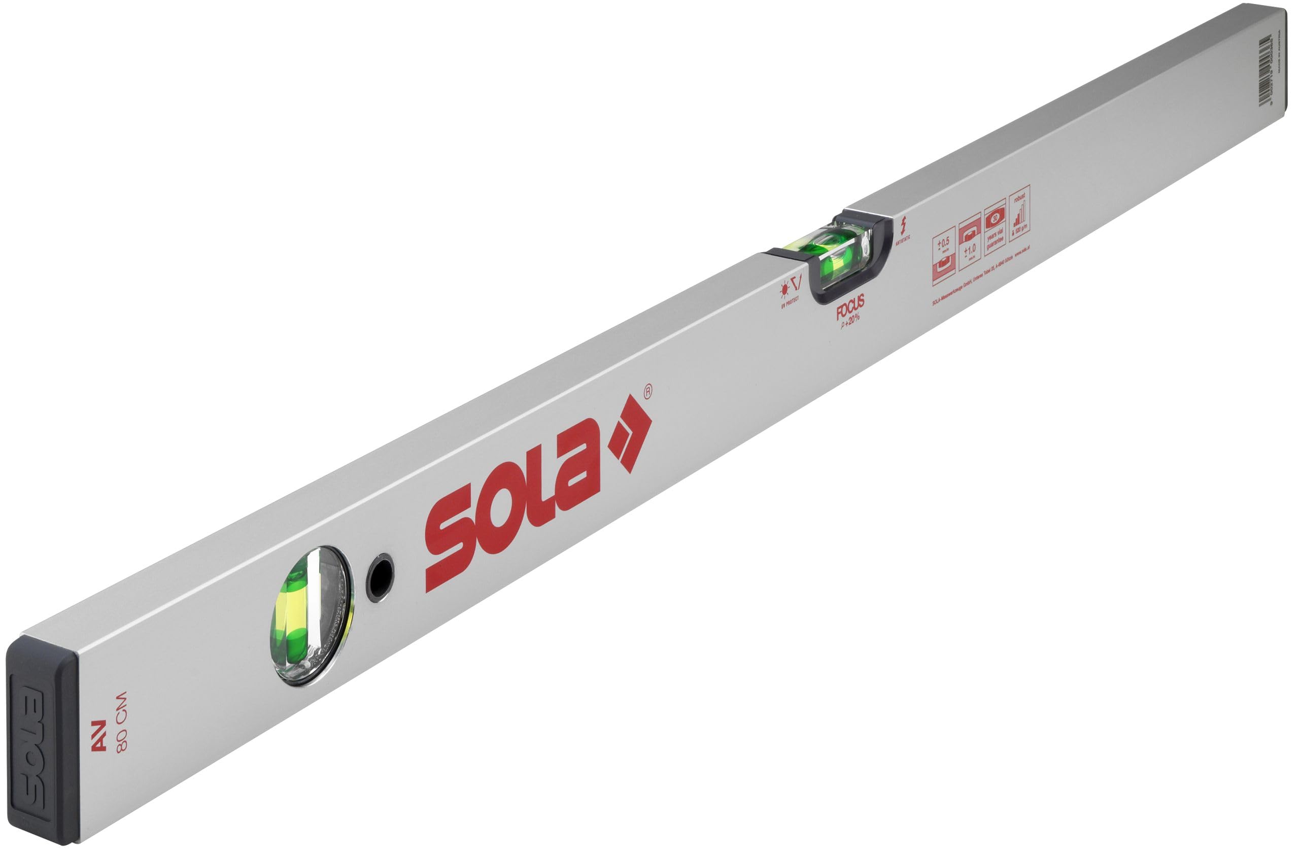 Sola 1111101 "AV 80" Spirit Level, Grey, 80 cm