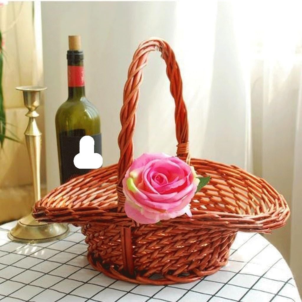 Rattan Carry Basket Rattan Fruit Basket Dance Photo Props Flower Girl Scattering Flower Size Flower Basket Hand