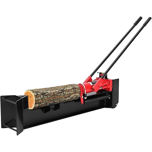 12 Ton Hydraulic Log Splitter, Manual Wood Splitter with 2-Speed Operation & Built-in Wheels, Hand Powered Log Cutter for Firewood with Full Steel Construction, Max 18.7" Log