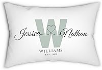 Vista 15 de Funda de almohada personalizada para boda con nombres de la pareja y fecha personalizada, almohada con monograma para aniversario de boda