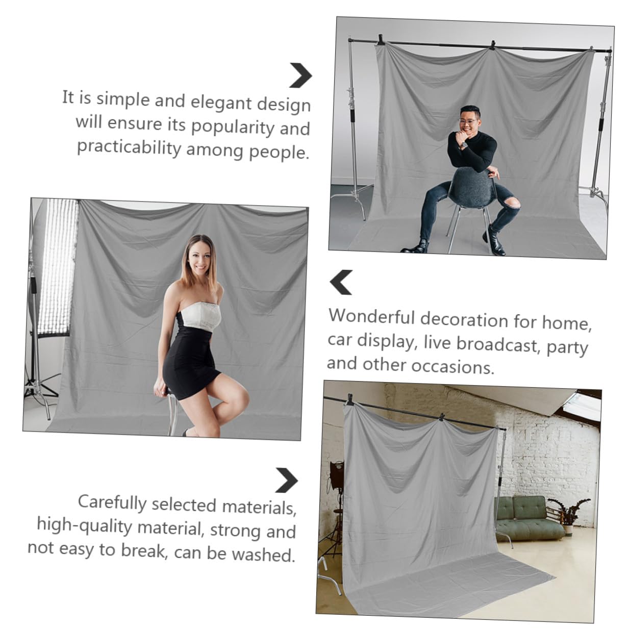 POPETPOP Sfondo Fotografico Grigio Spesso 3x2m, Fondale Decorativo Semplice e Resistente, Telo Pieghevole per Studio Fotografico, Feste, Casa e Ristoranti