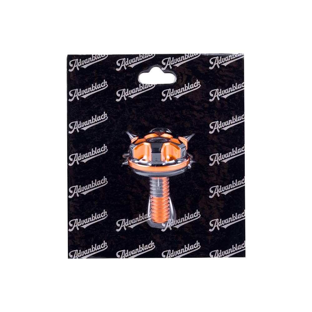 Advanblack Axion CNC Knurled Seat Bolt Kit – 6061 Billet Aluminum Tab Screw Knob Cover Fits Harley Touring Street Glide Road Glide Road King Electra Glide Dyna Softail 1997-2025 (Black and Orange)