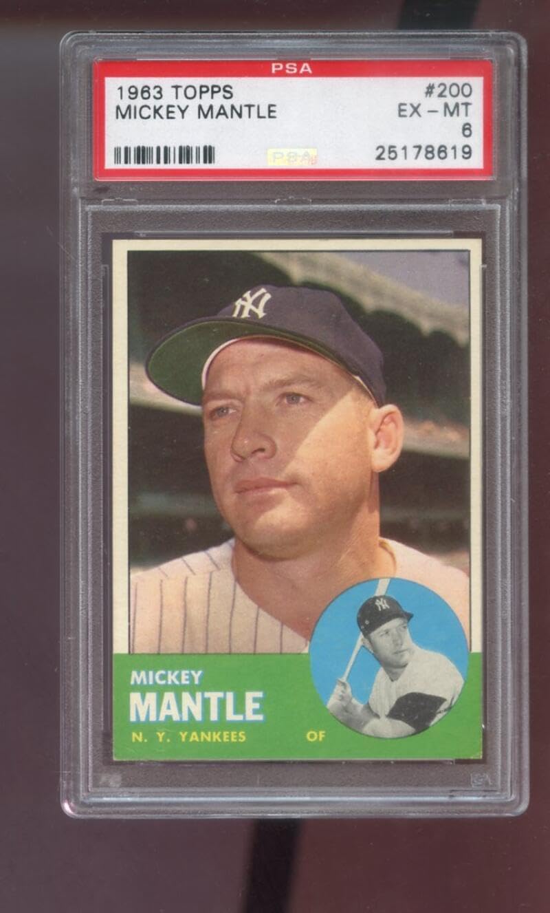 1963 Topps #200 Mickey Mantle New York Yankees PSA 6 Graded MLB Baseball Card