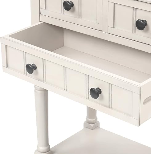 Miniatura 7 de Lostcat Mesa consola, mesa de entrada estrecha de 24 pulgadas, mesa de sofá pequeña, con 3 cajones de almacenamiento y estante inferior, fácil