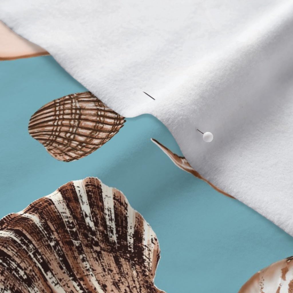 Spoonflower Fabric - Under The Sea Shells Nautilus Nautical Starfish Coastal Ocean Printed on Polartec(R) Fleece Fabric by The Yard - Sewing Blankets Loungewear and No-Sew Projects