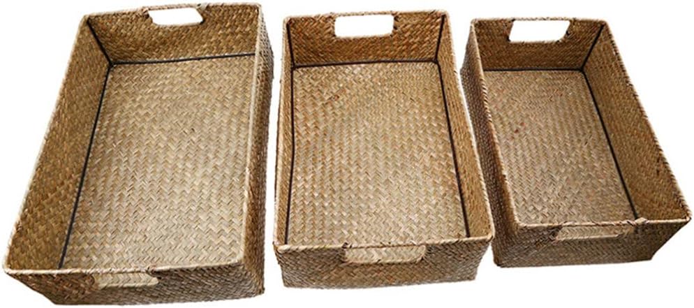 POPETPOP 4 Pcs Storage Basket The Office Decor Woven Trash Can Hampers for Laundry with Lid Wicker Storage Woven Basket Rattan Toilet Tank Handle Child Make up Wooden Laundry Basket