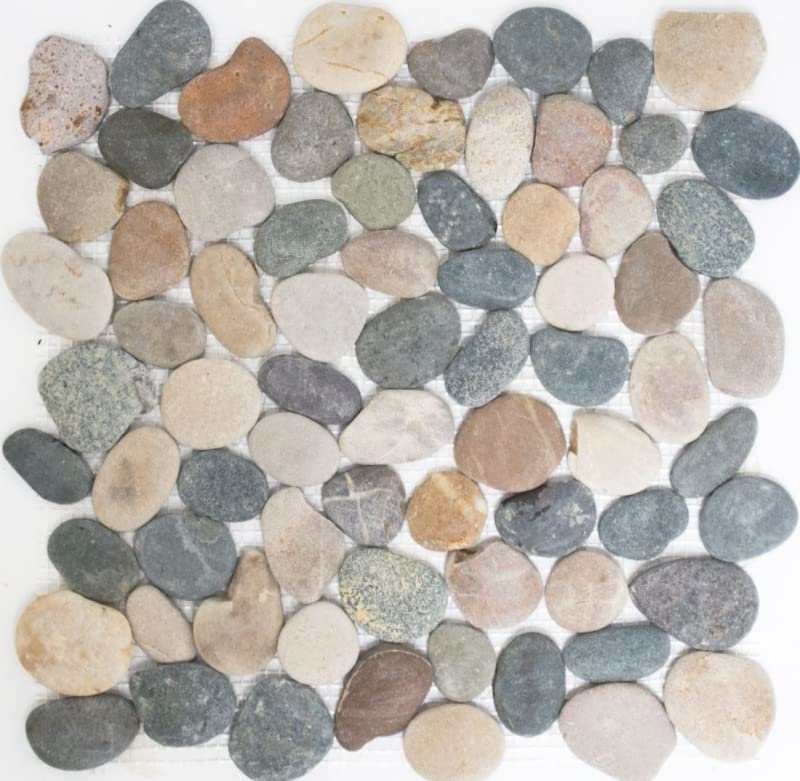 Mosaïque galets de rivière noir arqué beige gris noir et galbé - MOS30-1204