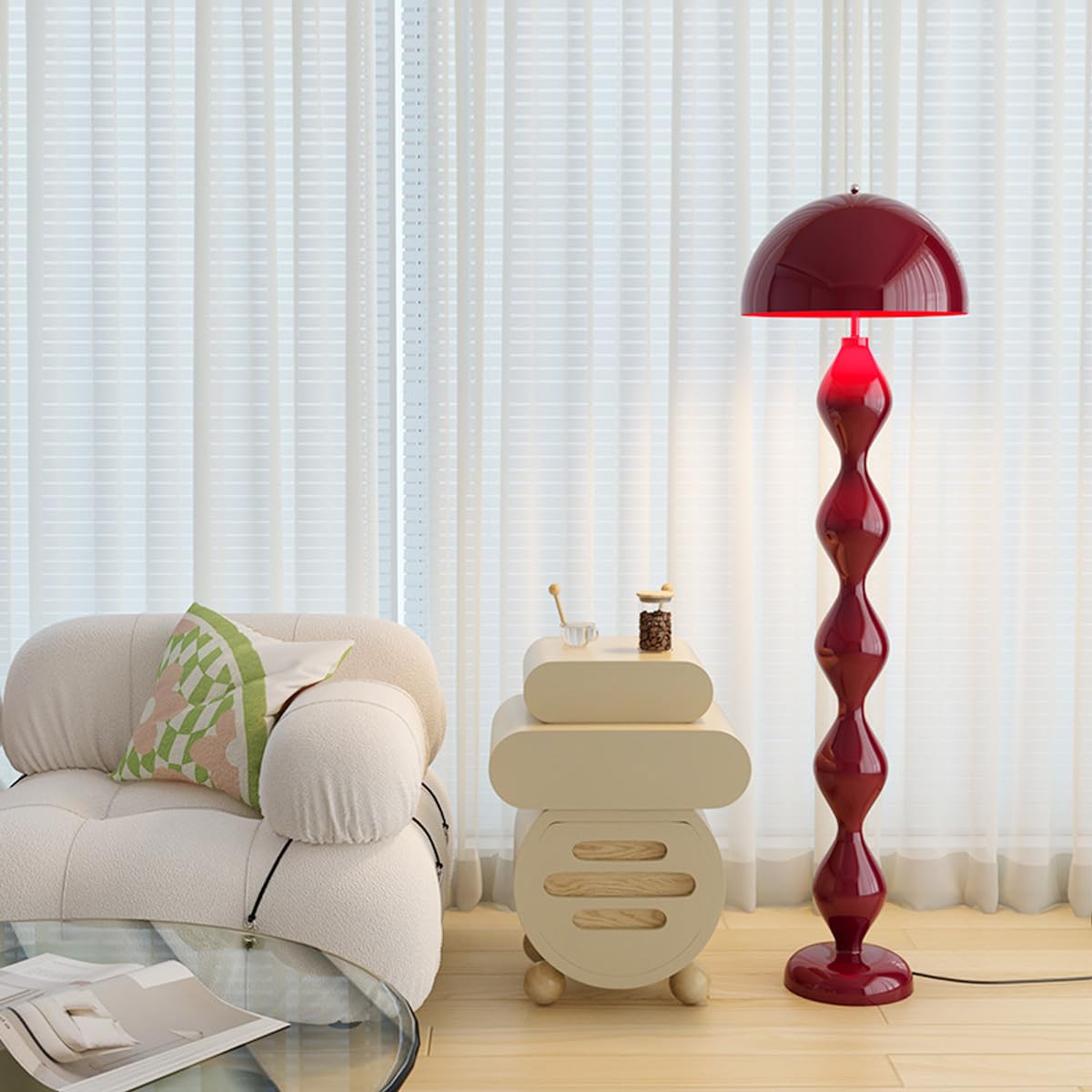 MIXL - Red Mushroom Floor Lamp with Metal Lampshade