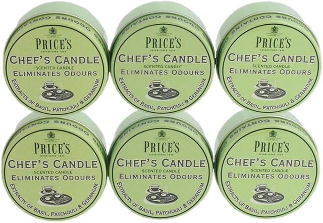 Prices Chefs Candle in Tin - Eliminates Odour Cooking Cooks Kitchen - 6 Pack