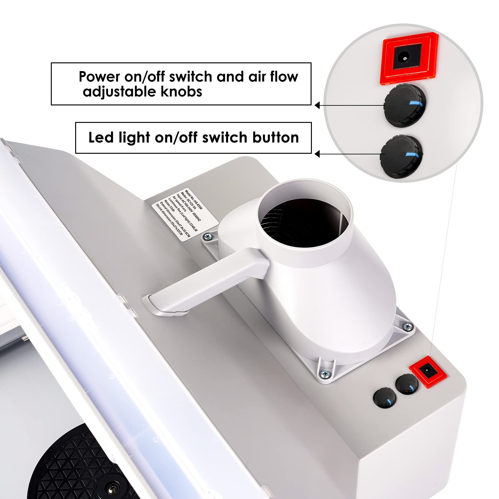 Cabina di verniciatura per modellismo - Kit di verniciatura ad aerografo portatile con luci LED da 12 W per hobbisti, artigiani, artisti di torte e magliette - Cabina di verniciatura ad aerografo pr