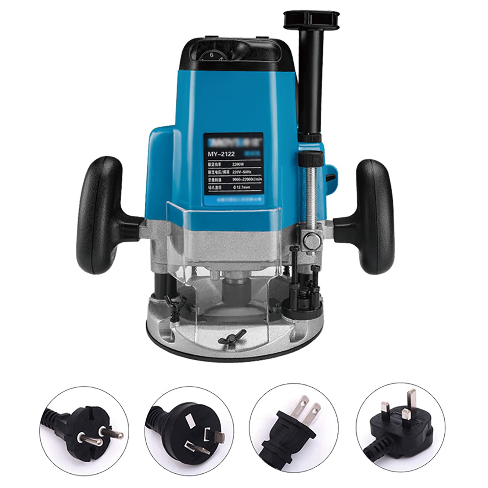 Fresadora De Corte, 2200w Velocidad Sin Carga 9000-2000r/min, Voltaje 110/220V, Regulación De Velocidad De 6 Velocidades, 6,35/9,52/12,7 Mm, Cortadora De Madera Profesional Con Accesorios