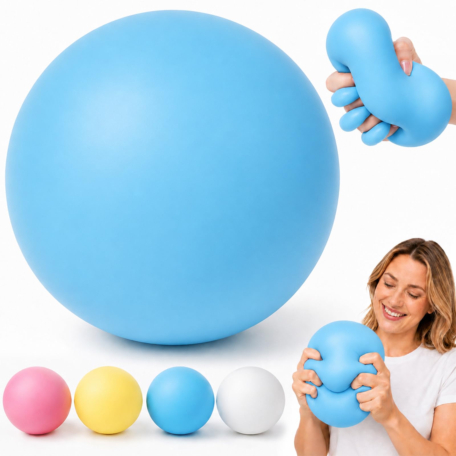 Blue Big Stress Ball, Fidget Toy for Anxiety Relief, Sensory Squishy Ball