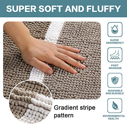 Bathroom Runner Rug Bath Mat For Bathroom Non Slip Bathroom Rug Extra Soft Absorbent Bathroom Mat Runner Washable Plush Shaggy Bath Carpet For Bathroom Floor, Tub And Shower, 17"X 47", Taupe #TOP1