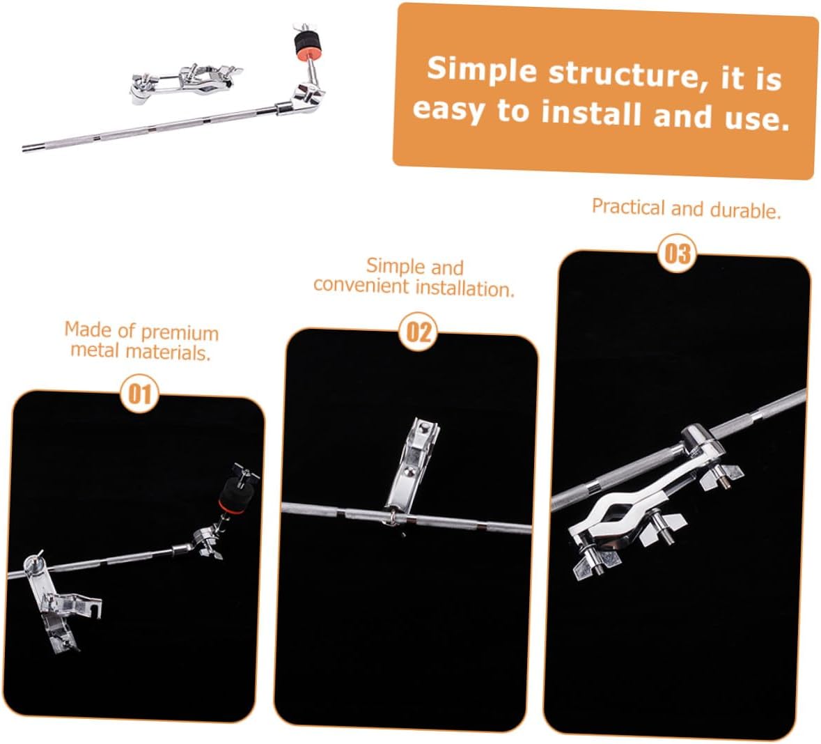 Zerodeko Drum Cymbal Boom Arm with Adjustable Clamp Extension Set Metal Drum Part Mounting Hardware Percussion Accessories