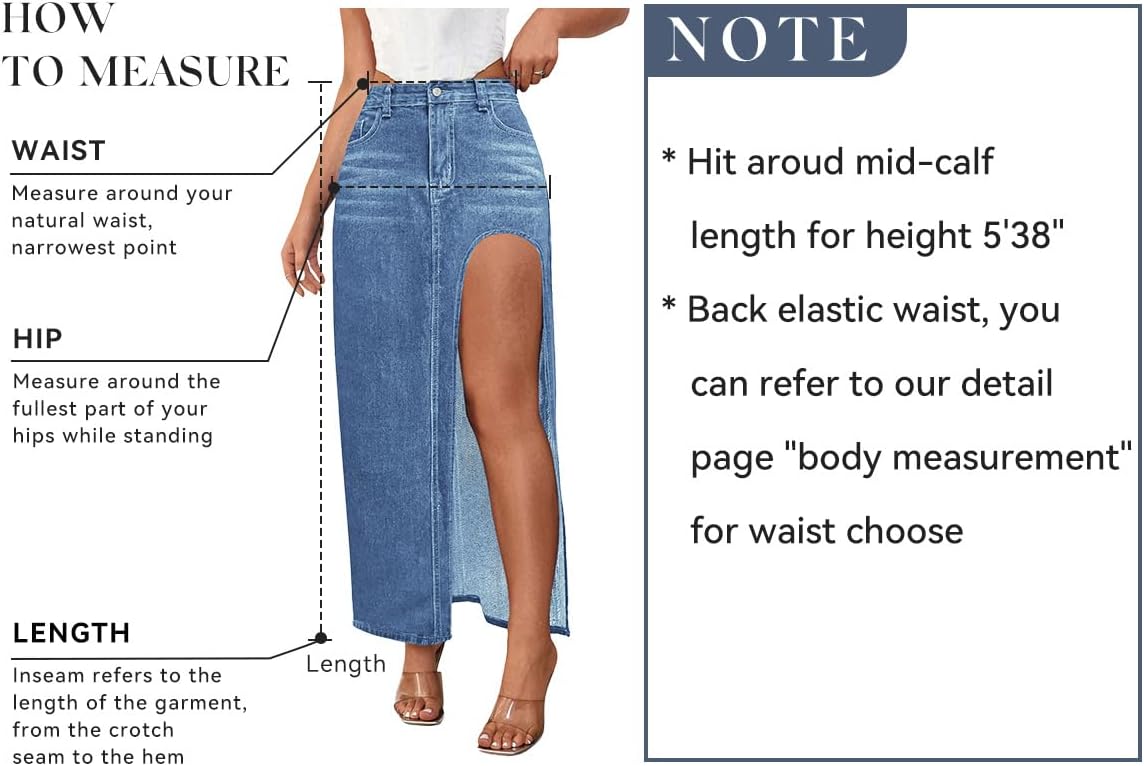 CHARTOU Women's Sexy High Split Slim Fit Maxi Long Pencil Denim Jean Skirt - Image 4