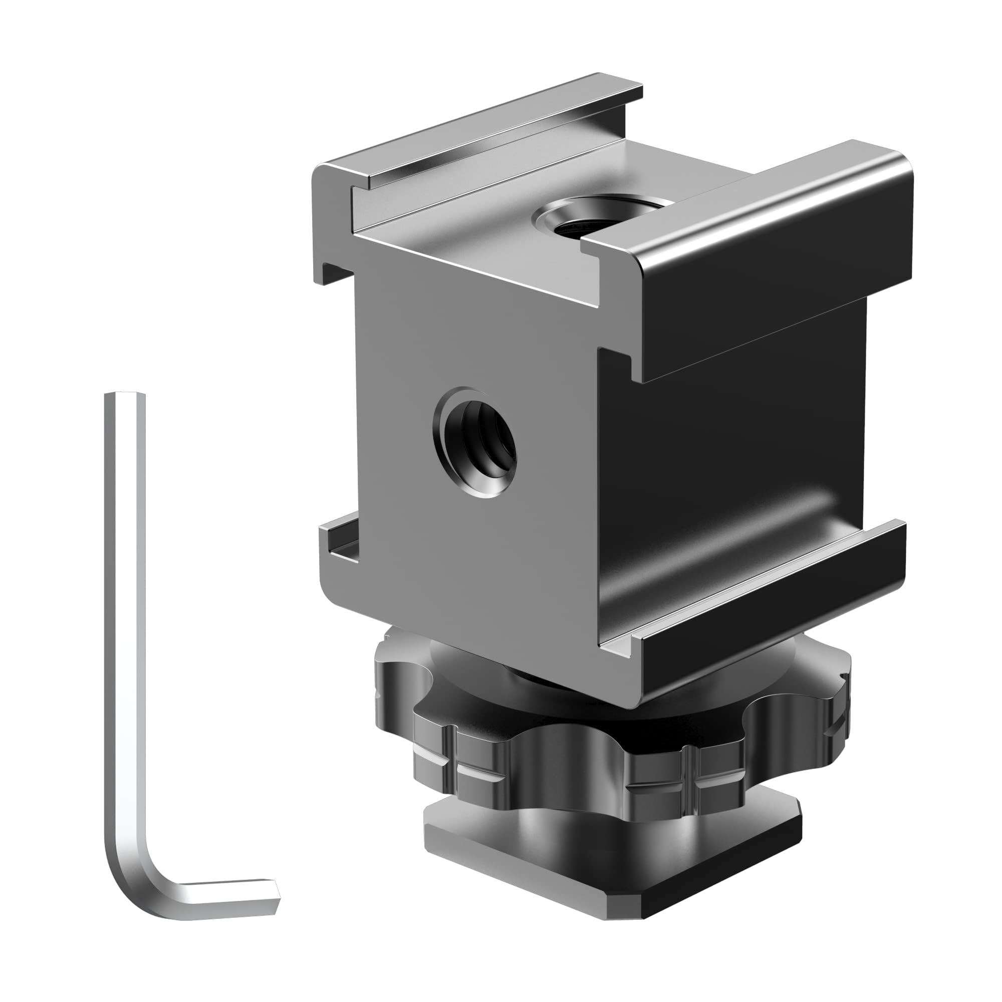 KASTWAVE Camera Cold Shoe Mount Adapter, Aluminium Alloy Triple Hot Shoe Extension Bracket Holder for GoPro DSLR Cameras Flash Light, Monitor, Microphone