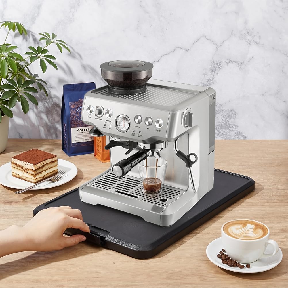 UNICRAFTALE 1pc Black Appliance Slider Sliding Tray for Coffee Maker Effortless Movement Small Appliance Rolling Tray for Countertop Appliances Espresso Machines 9x16x1inch image 4