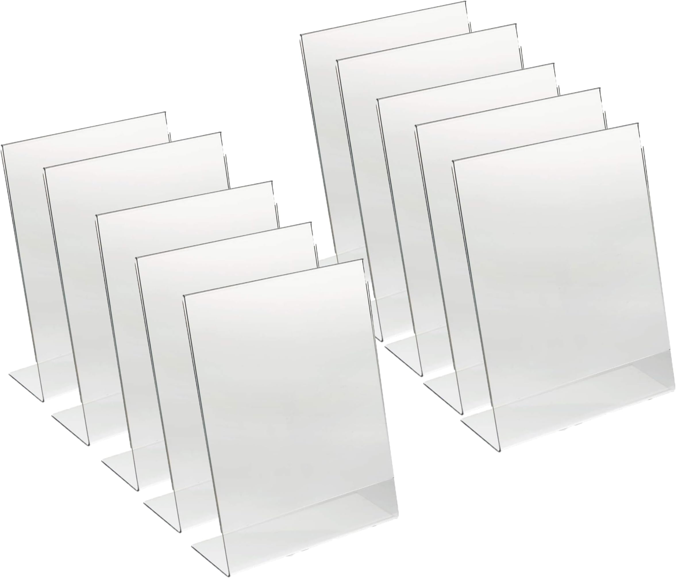 Shuban Acrylic Sign Holder 4 X 6 Inches Vertical, Desktop Slant Back Acrylic Sign Holder and Plastic L Shape Paper Display Stand for Restaurants, Office Desktop, Market, Library, Store, Pack of 10
