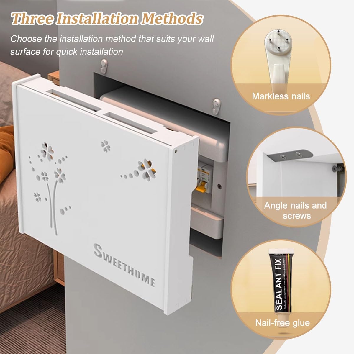Parete WiFi Box Hider, Power Strip Protector Shelf, Organizer PVC per modem e router, soluzione salvaspazio per armadio per casa e ufficio