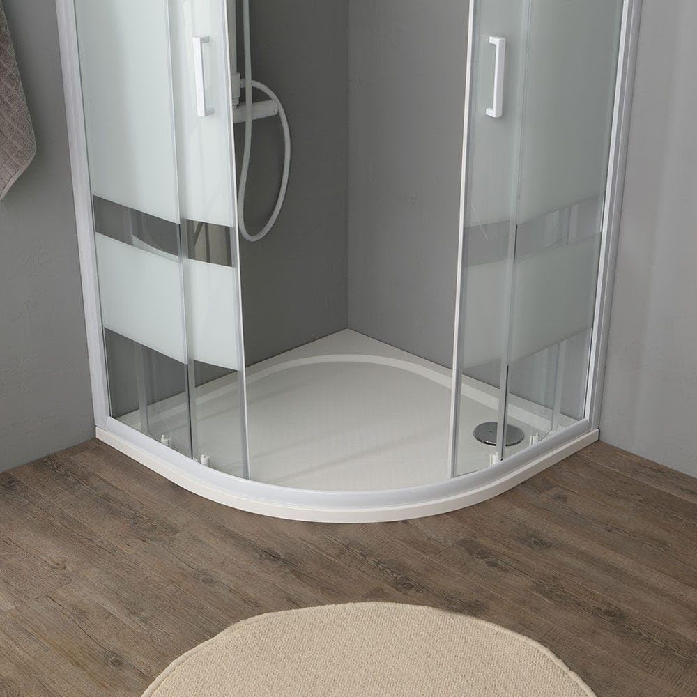 Kiamami Valentina - Mampara de ducha curva 90x90 cm 4 mm cristal blanco serigrafiado | Venere
