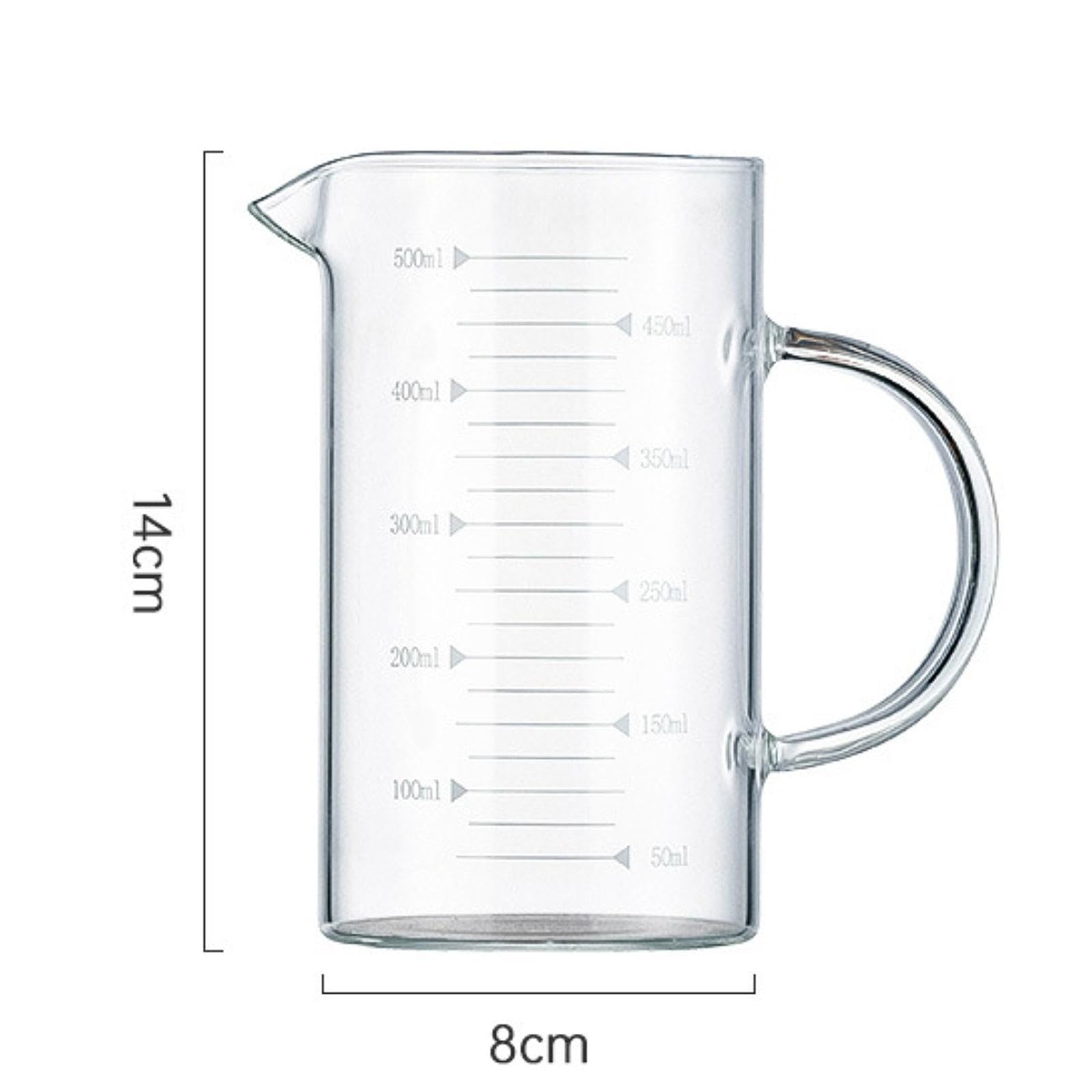 2X Vaso Medidor de Vidrio de Borosilicato de, Vaso Medidor, Jarra Medidora para Restaurante.